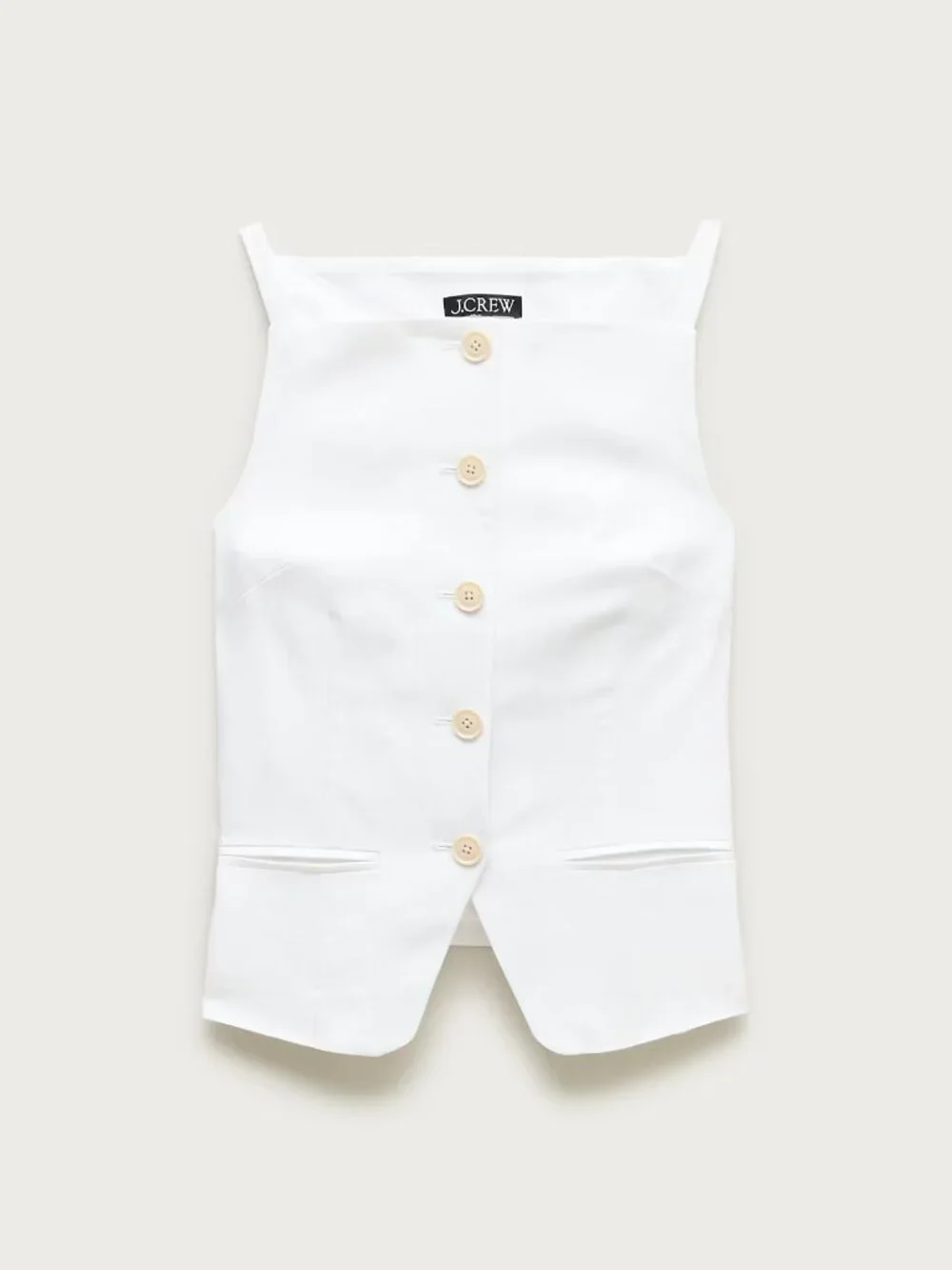 J.Crew Gramercy Linen Cutaway Tank | Button Up Vest | White | NWT | Size 10